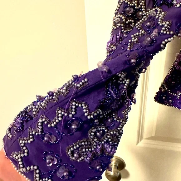 Hand Beaded Purple Jacket - Picture 2 of 4
